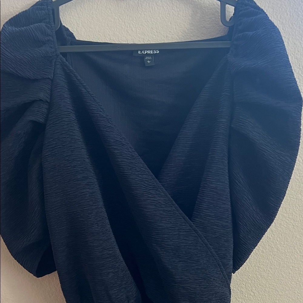 Express Midnight Blue Textured Blouse
